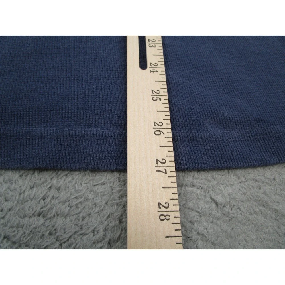 Polo Ralph Lauren Mens L Blue Waffle Knit Long Sleeve Henley Shirt Orange Pony